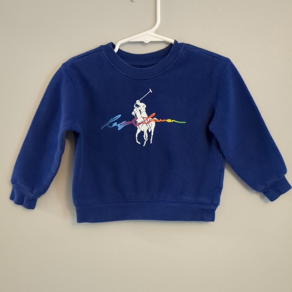 Ralph Lauren Blue Graphic Cotton Blend Sweatshirt - Boys Size 18 Months